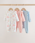 Multi Two Way Zip Baby Sleepsuit 3 Pack