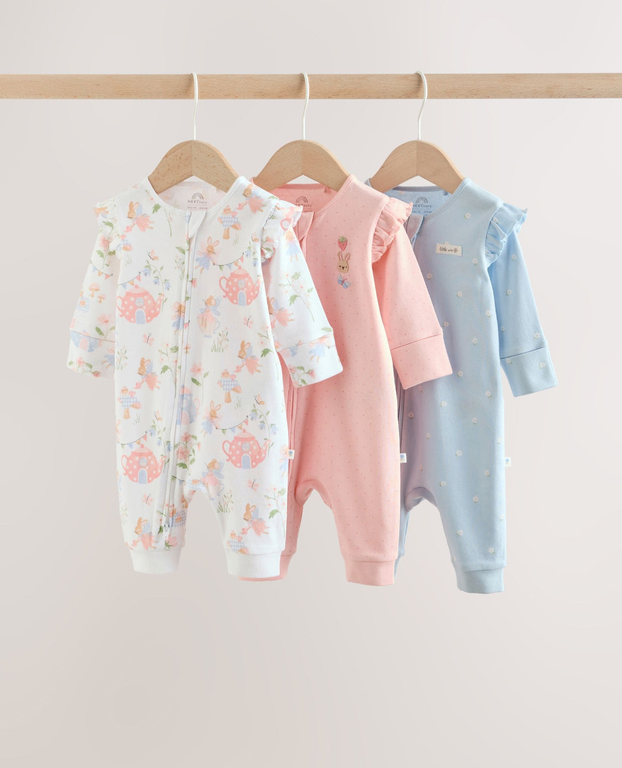 Multi Two Way Zip Baby Sleepsuit 3 Pack