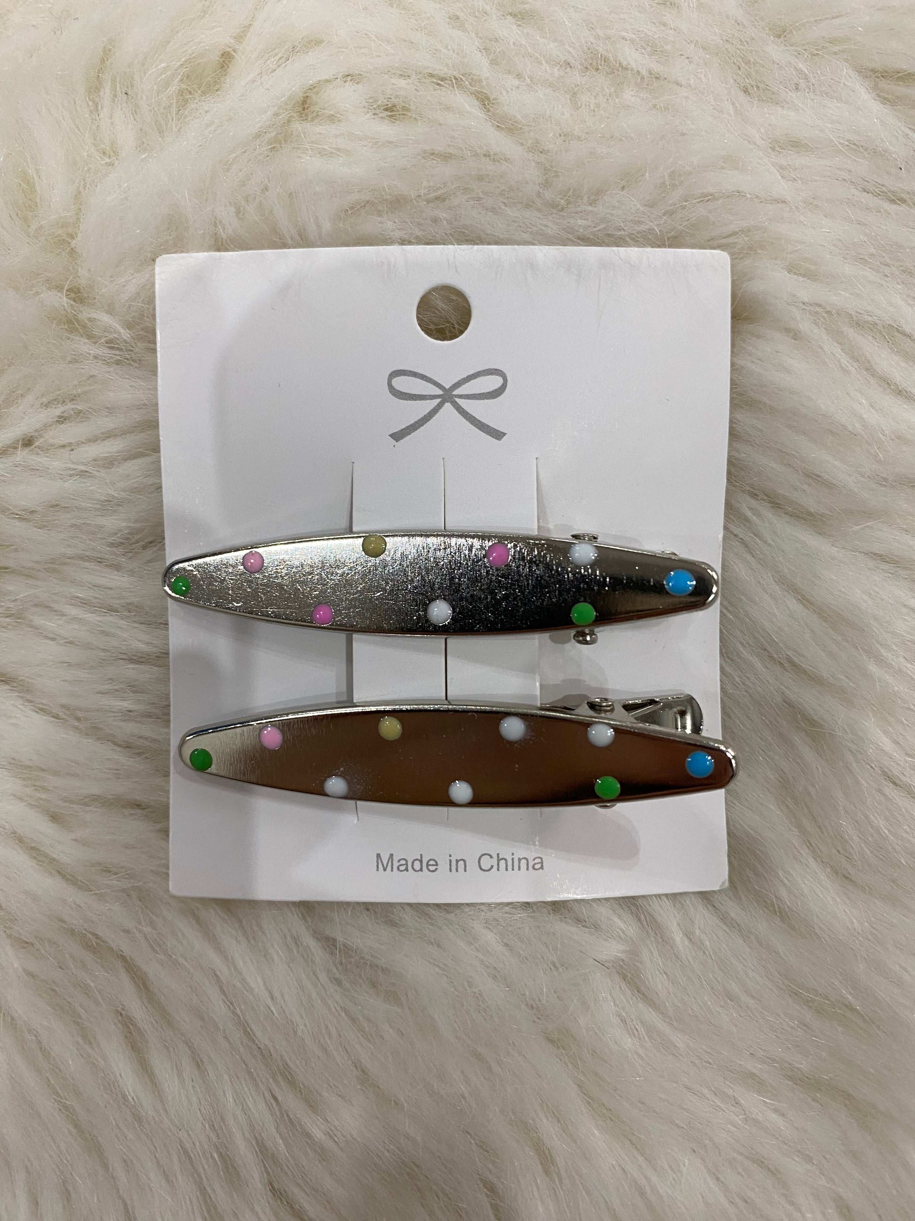 2pcs silver hair clips