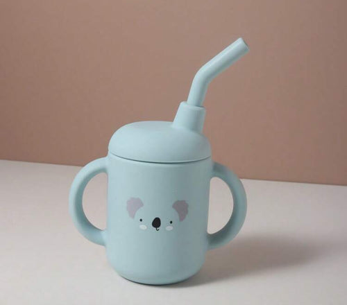 120ml Baby Silicone Drinking Cup, Anti-Drop Straw Training Cup For Toddlers (immediate)