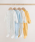 Blue/Yellow Baby Sleepsuits 4 Pack