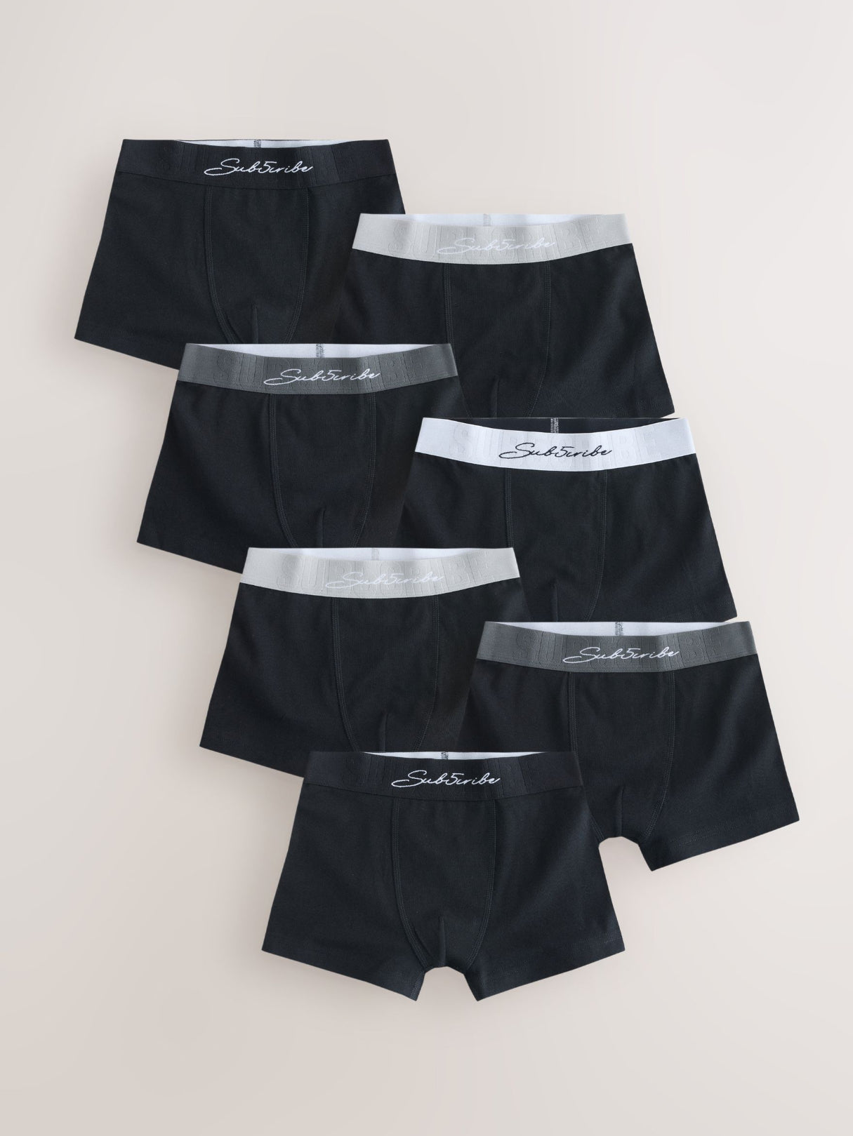 Black Subscribe Waistband Trunks 7 Pack