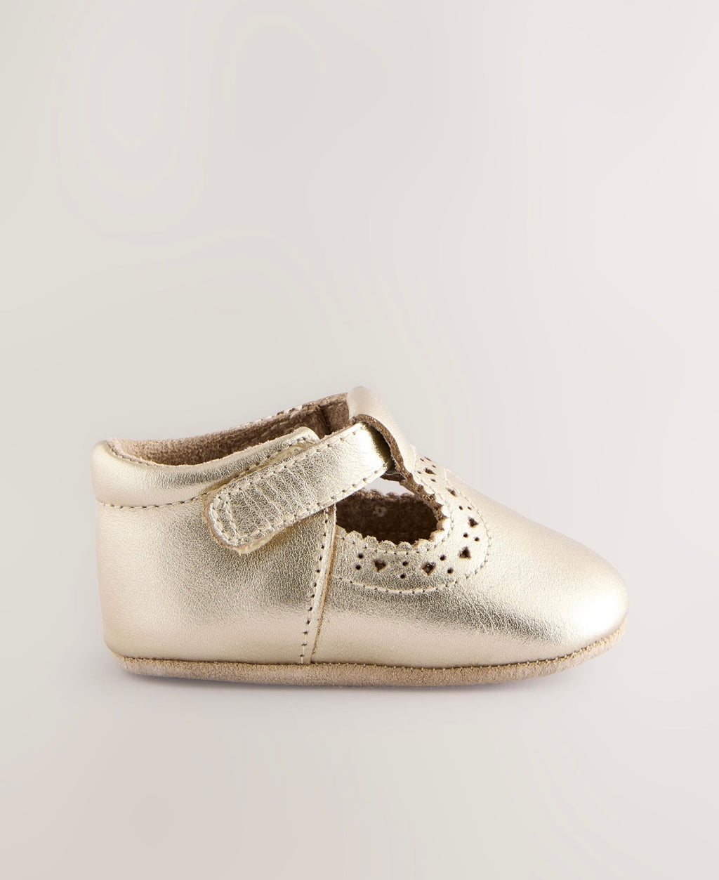 Gold Leather Baby T-Bar Shoes