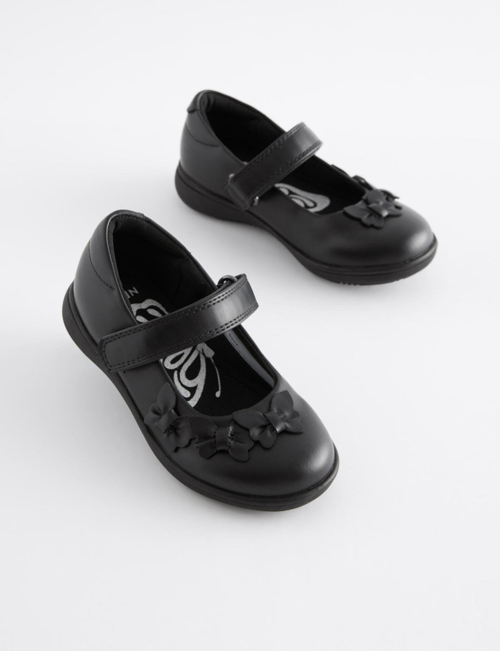 Matt Black Standard Fit (F) School Junior Butterfly Mary Jane Shoes