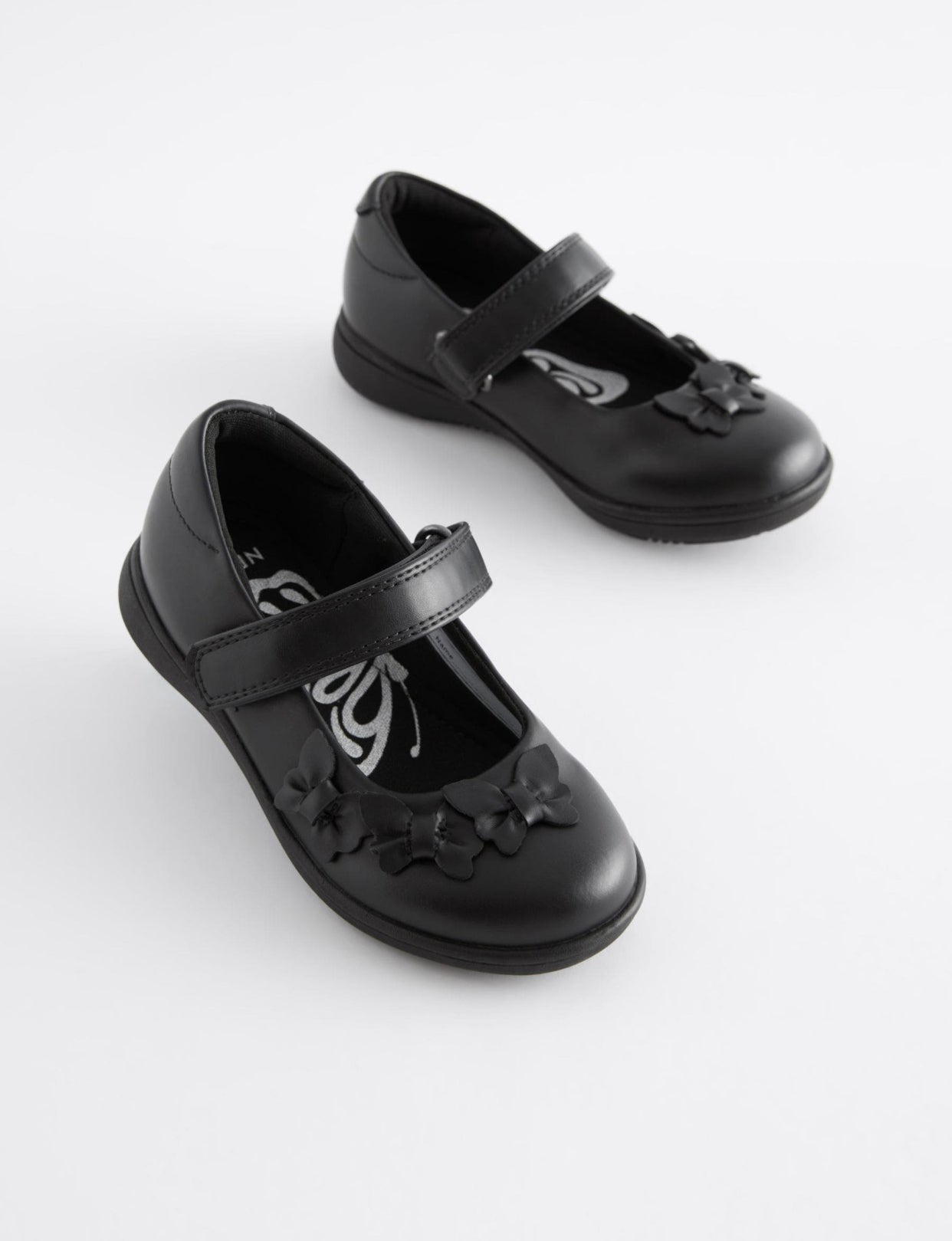Matt Black Standard Fit (F) School Junior Butterfly Mary Jane Shoes