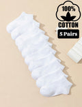 5 Pair Set Kids Cotton White Socks (immediate)