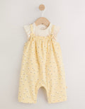 Yellow Ditsy Baby Jersey Dungarees and Bodysuits Set 2 Piece