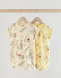 Yellow/White 2 Pack Printed Winnie The Pooh Baby Rompers