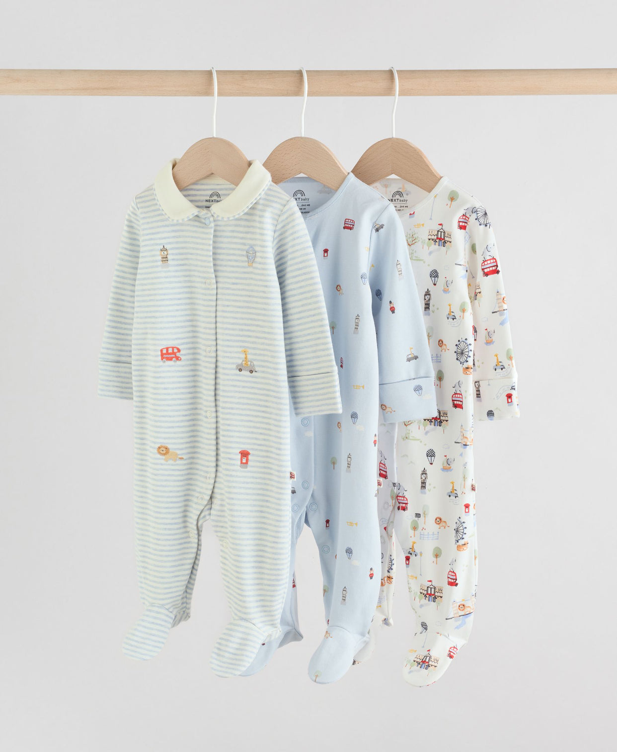 Blue London Baby Sleepsuits 3 Pack