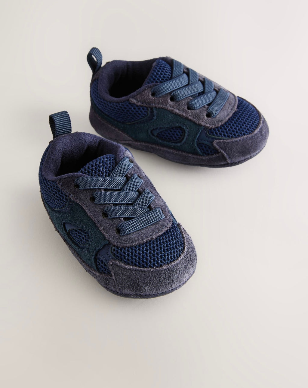 Blue Navy Baby Elastic Lace Slip-Ons Trainers
