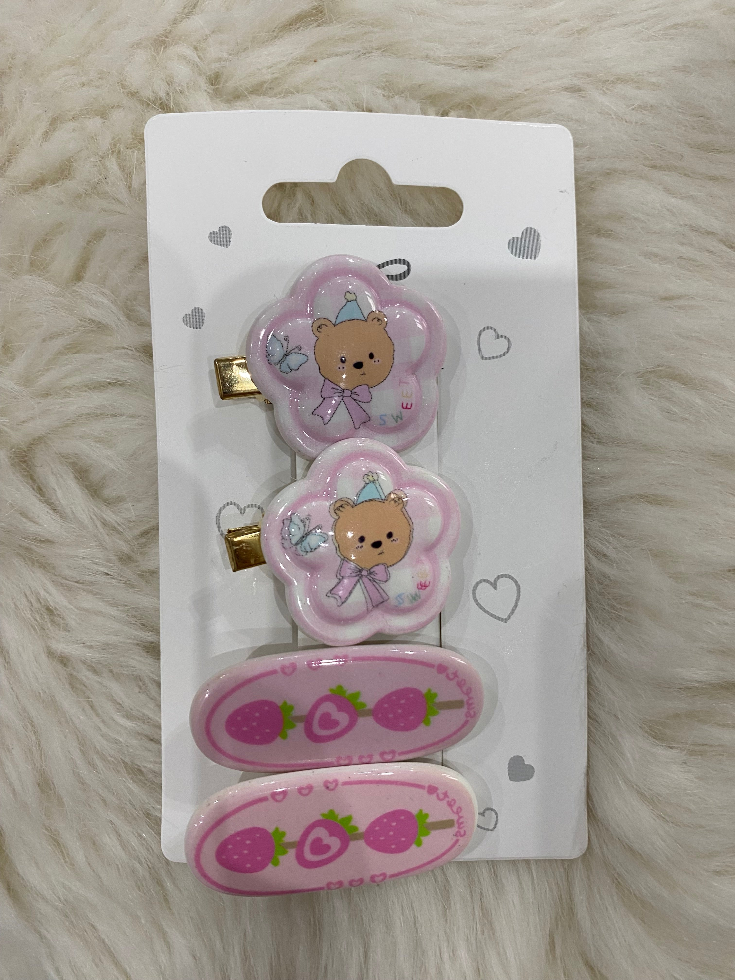 4 pcs pink hsir clips set