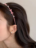 Pink bowknot & faux pearl hair band