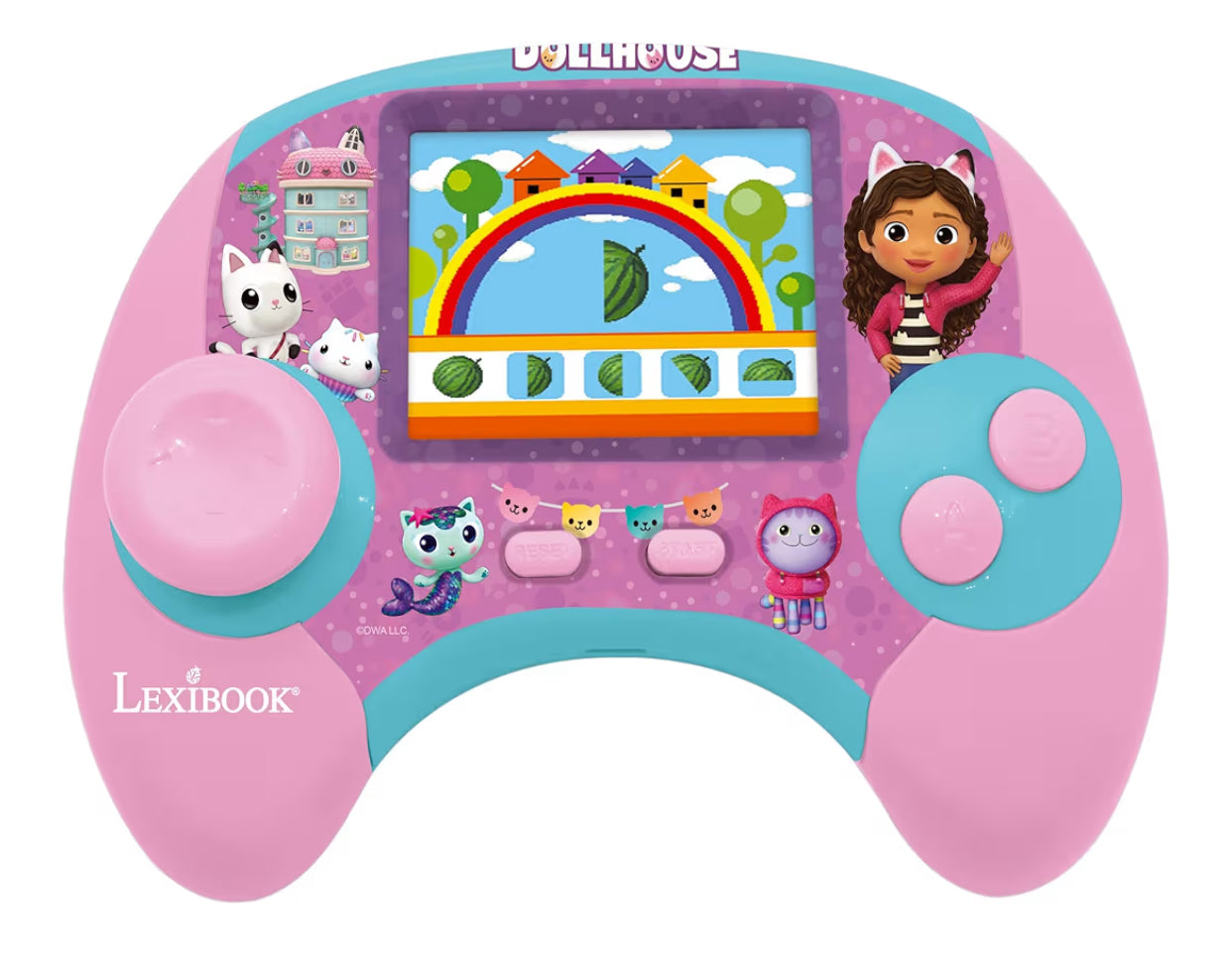 Lexibook, Gabby's Dollhouse, Power Console®, Bilingual ENGLISH/FRENCH educational games console with 100 activities, Colour screen