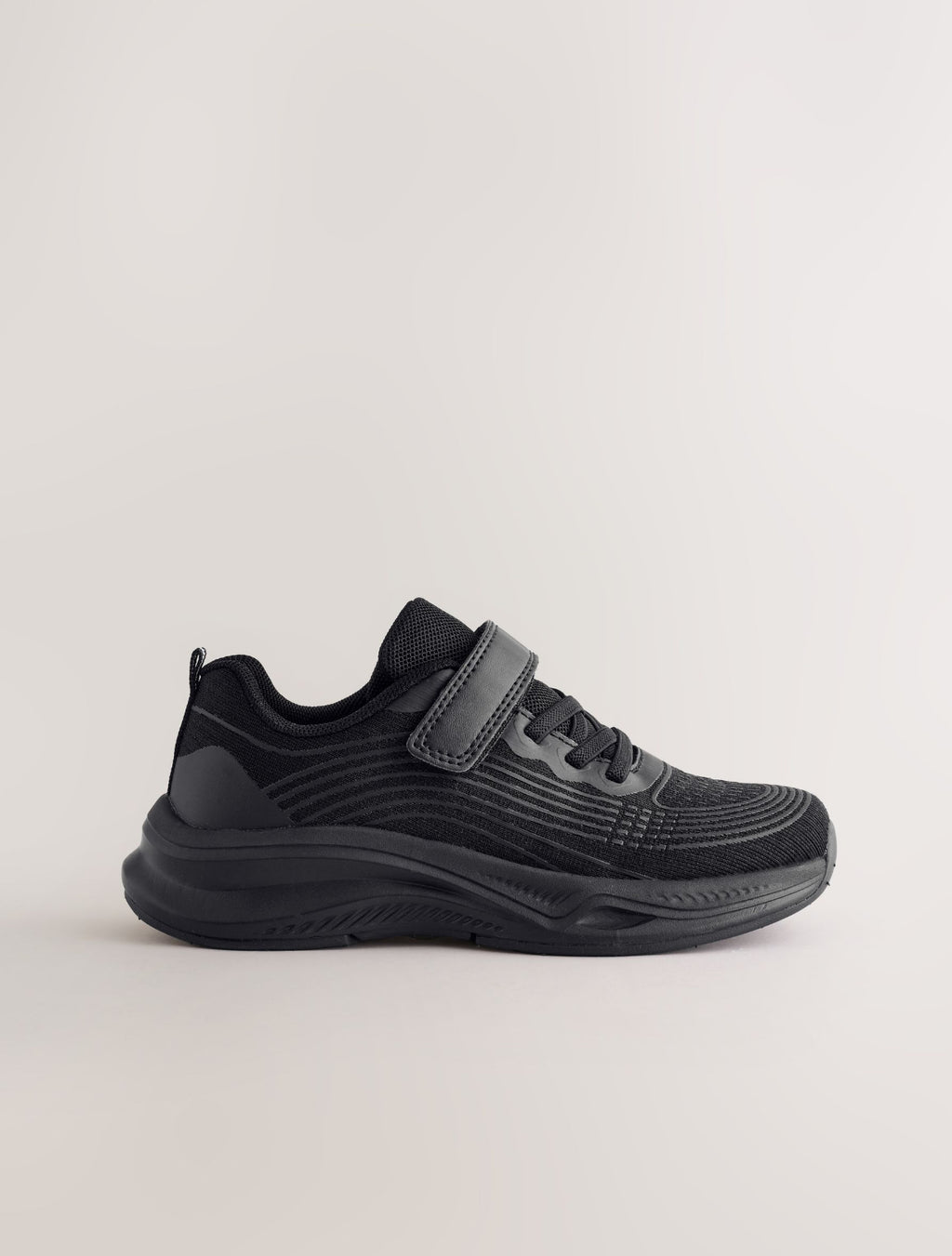 Black Standard Fit (F) Elastic Lace-Up Trainers