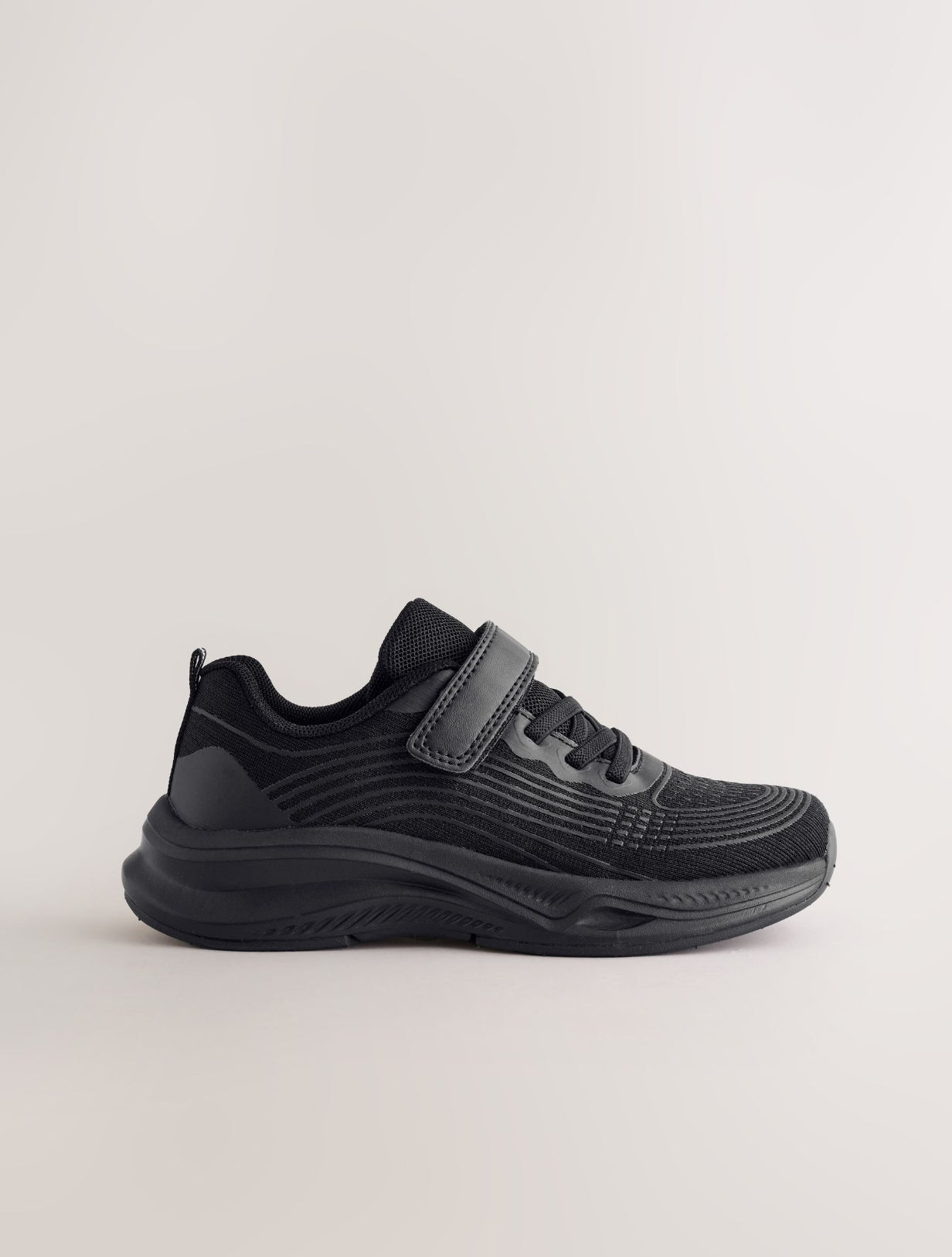 Black Standard Fit (F) Elastic Lace-Up Trainers
