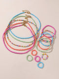 15pcs/Set Colorful Mixed Bead Necklace Bracelet Ring Jewelry Set (immediate)