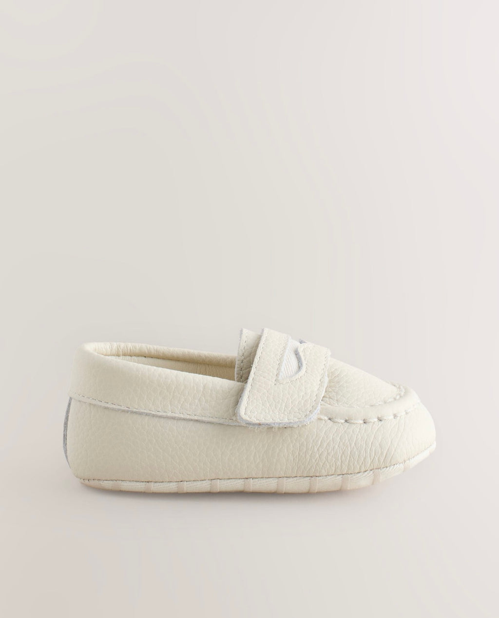 White Touch Fastening Baby Loafers