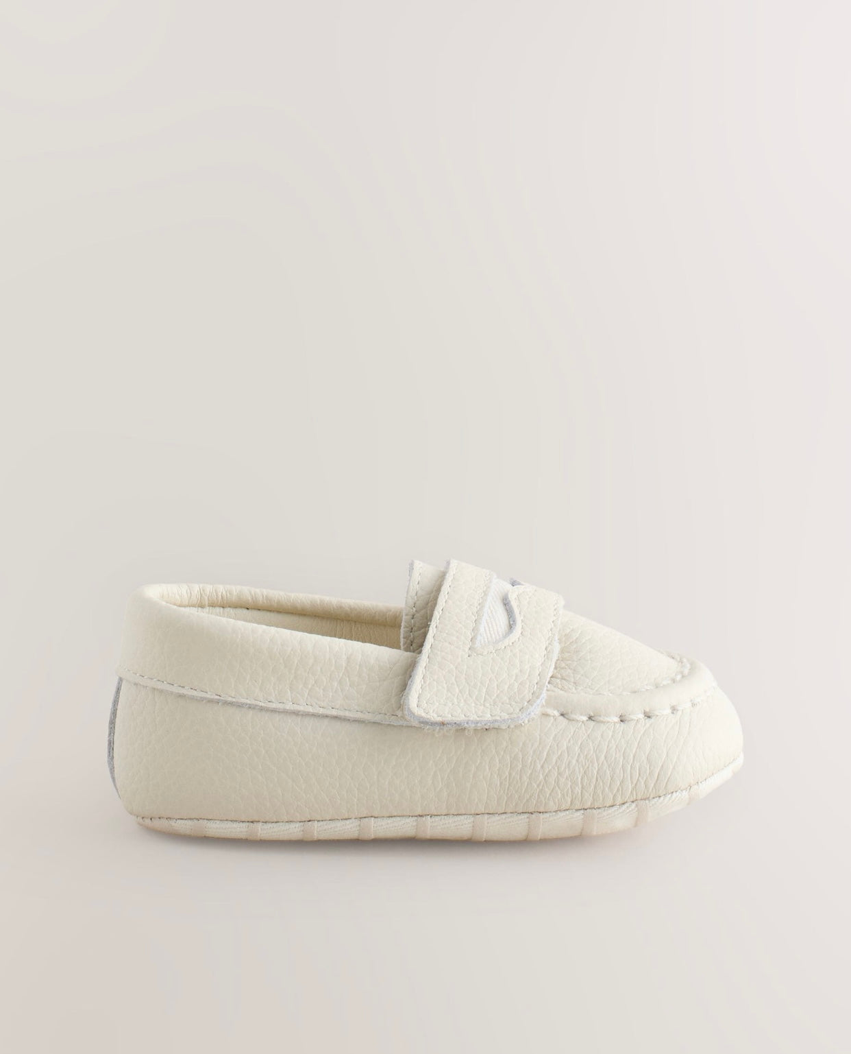 White Touch Fastening Baby Loafers
