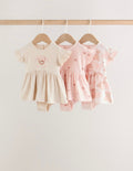 Pink Bear Embroidered Jersey Baby Rompers 3 Pack