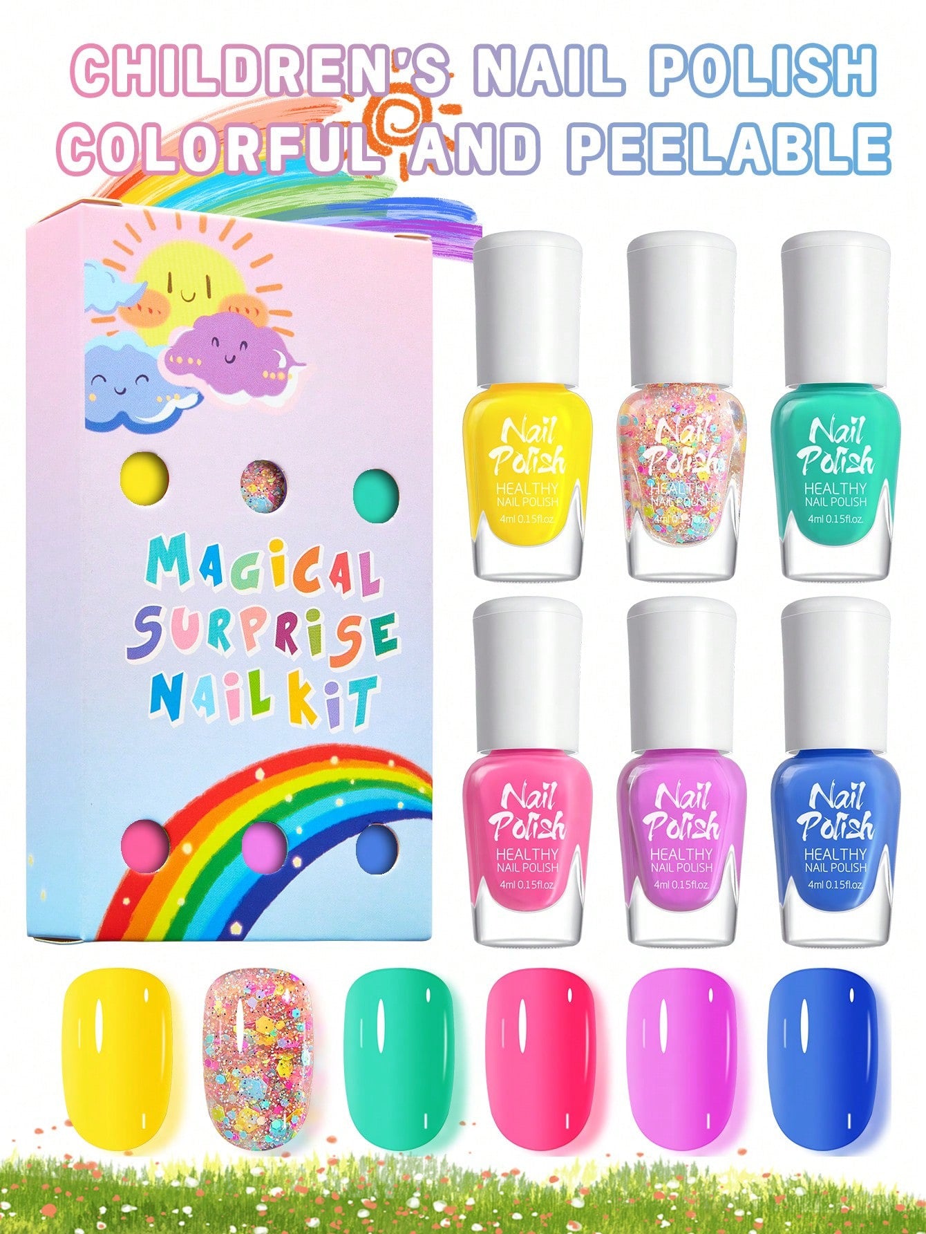 6 PCS/SET/4ML Children's Fun Nail Polish Set (immediate)