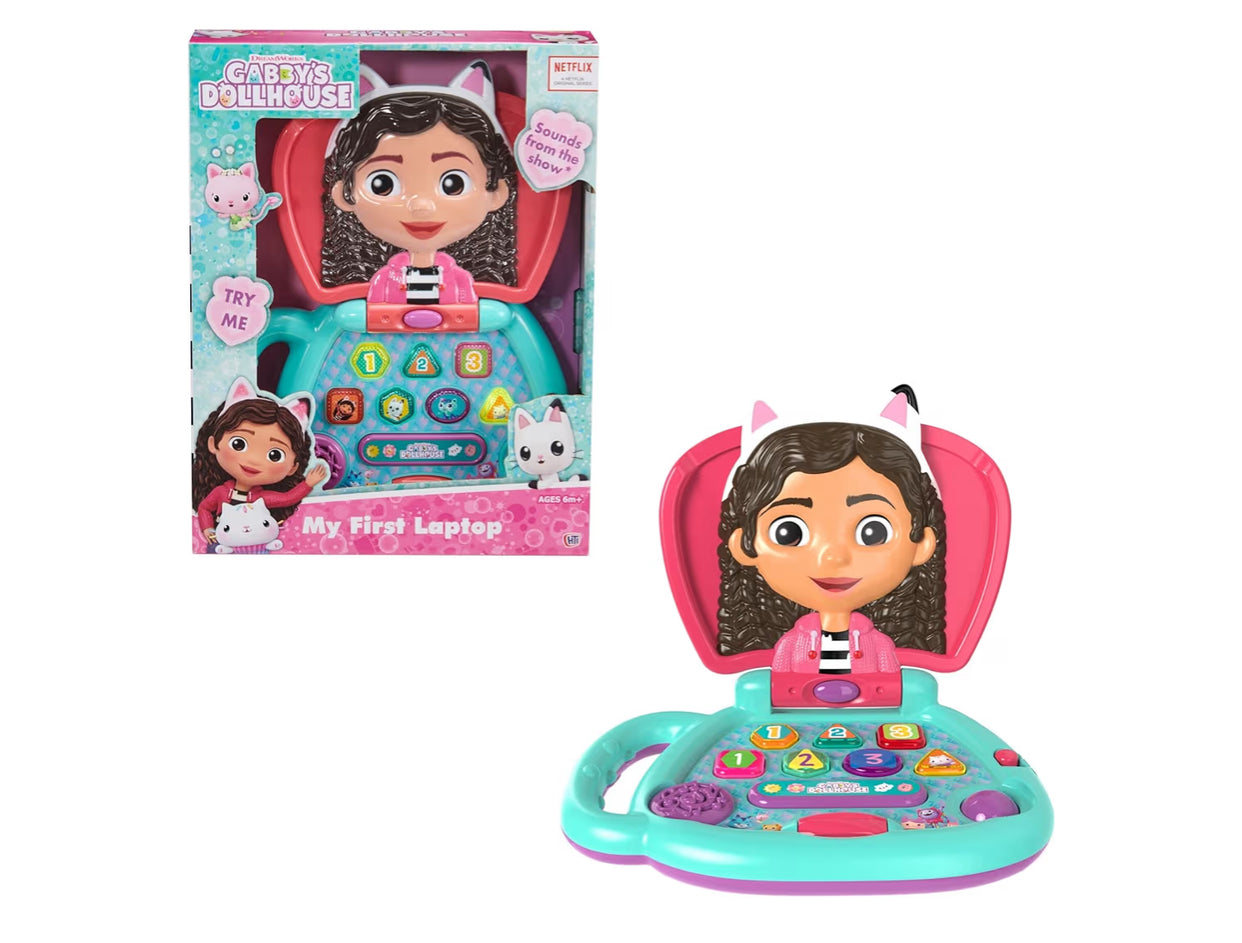 Gabby’s Dollhouse My First Laptop Plays Gabby’s Theme Tune | 14+ Fun Sounds & Phrases | Lights & Moving Eyes Feature | Learning & Role Play Toy