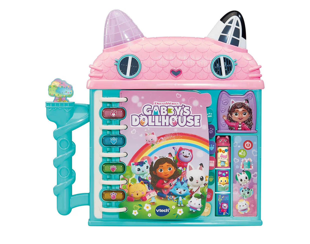 Gabby's Dollhouse: Cat-a-Vator Discovery Book, Official Character Toy, 4 Light Up Buttons, Activity Toy, Learn Words, Includes Phrases from Show