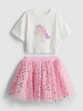 Unicorn Graphic T-Shirt and Tutu Skirt Set