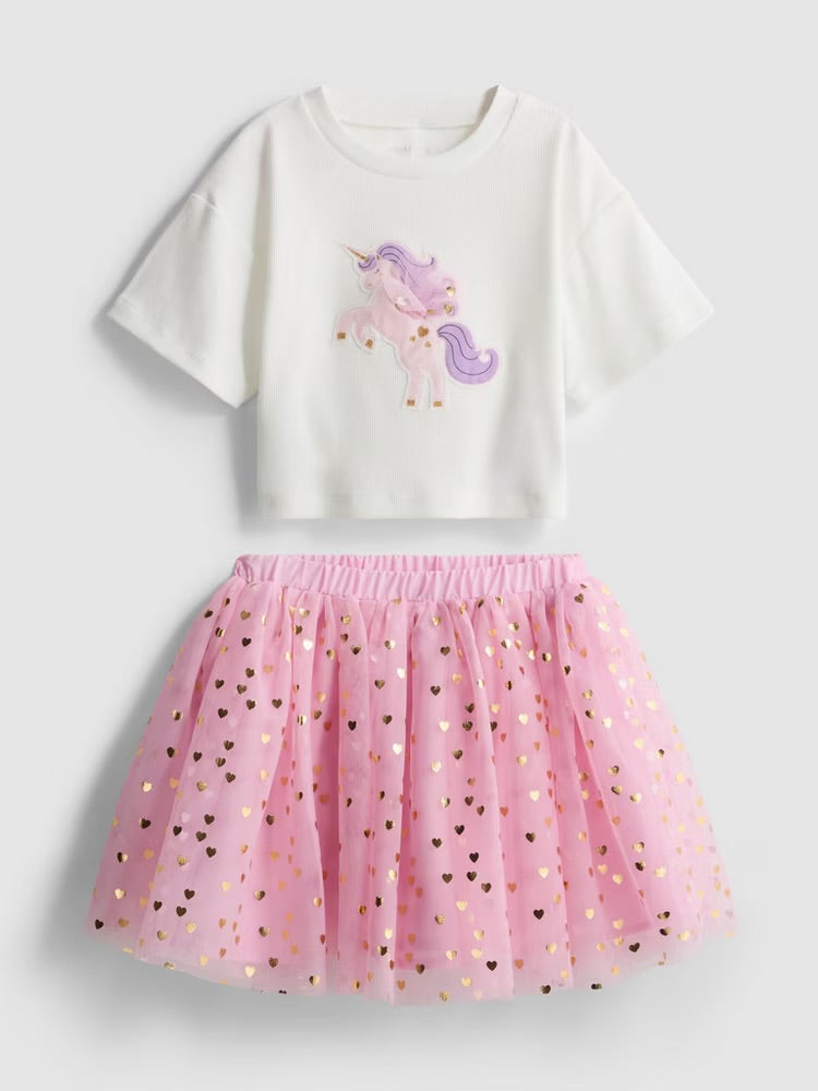 Unicorn Graphic T-Shirt and Tutu Skirt Set