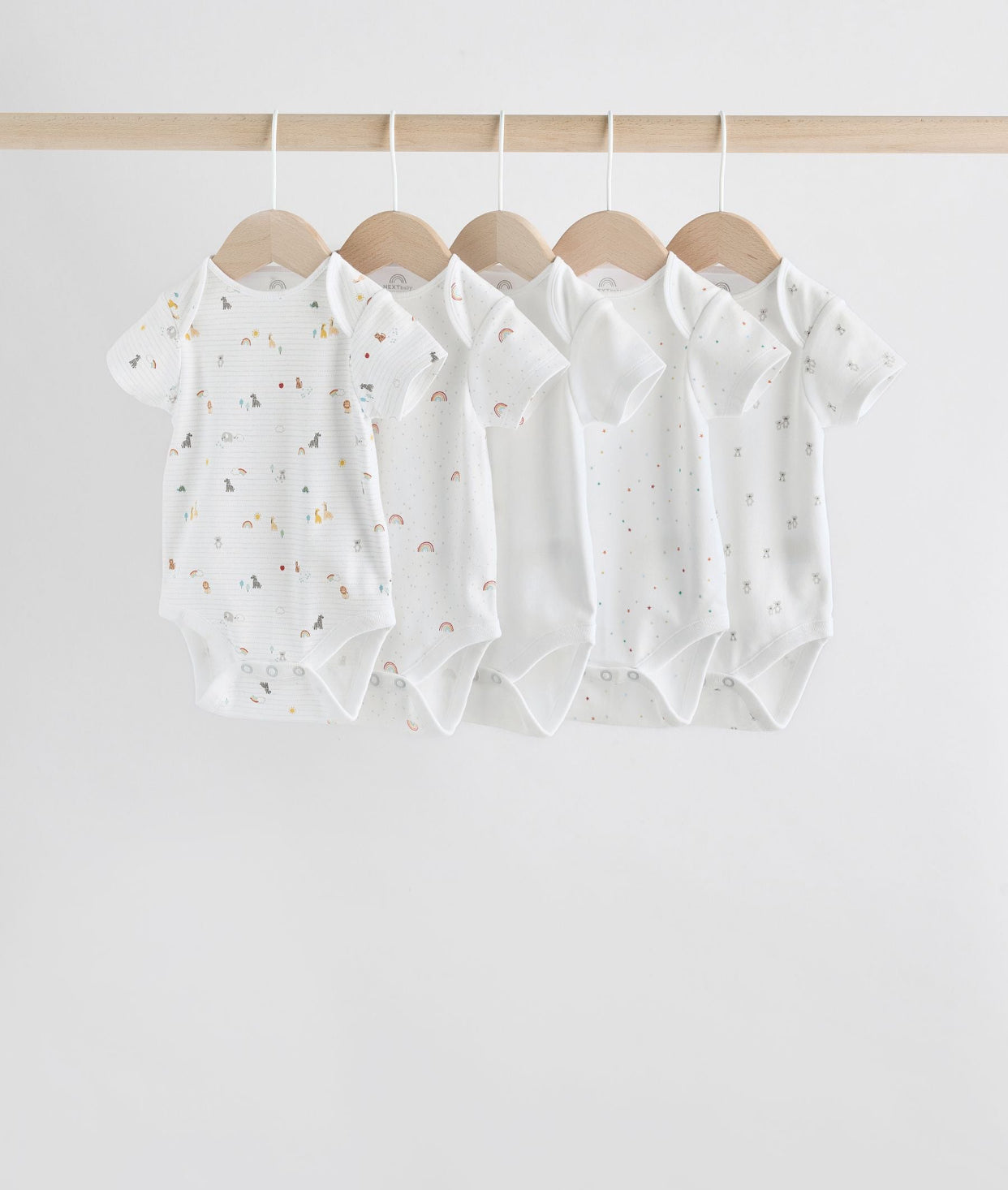 White Character 5 Pack Baby Short Sleeve Bodysuits