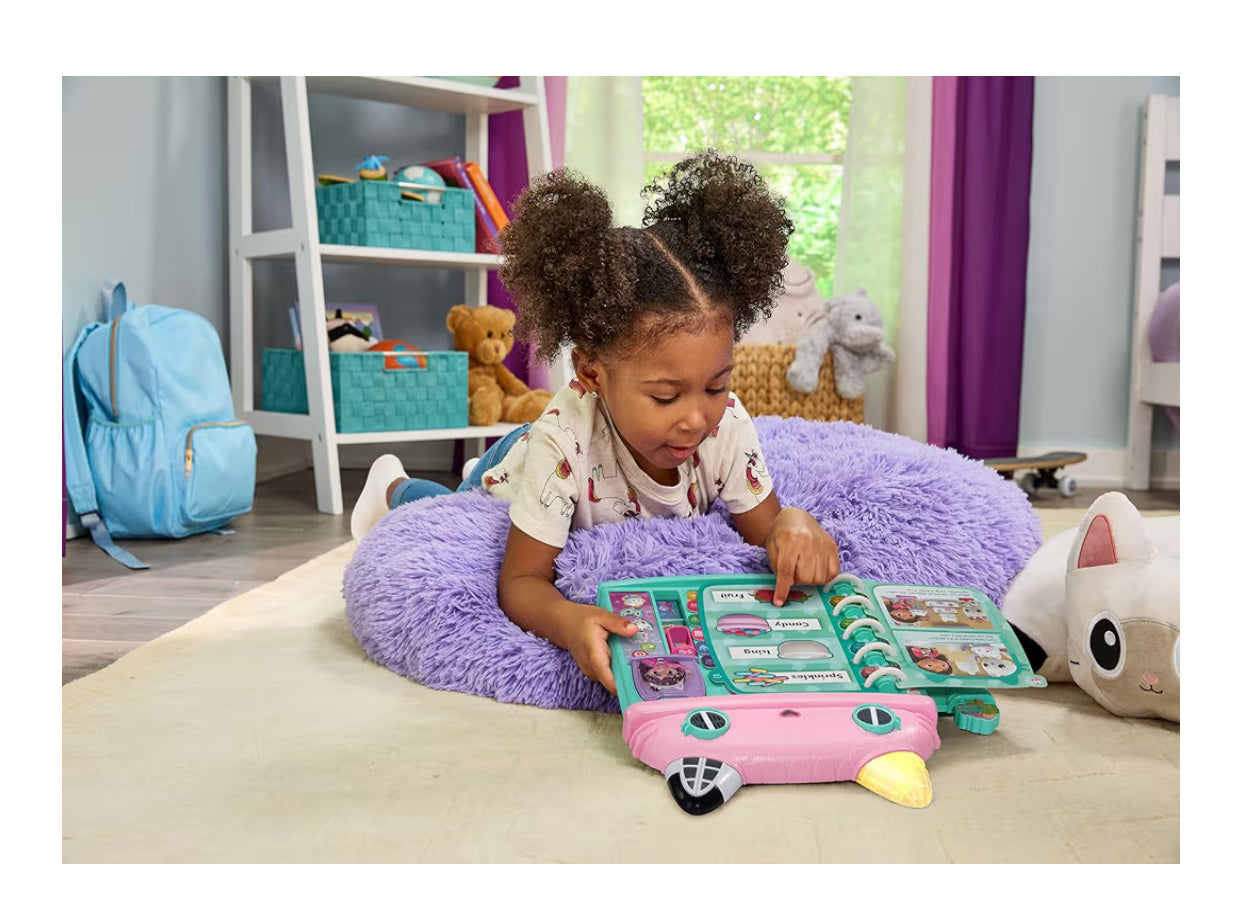 Gabby's Dollhouse: Cat-a-Vator Discovery Book, Official Character Toy, 4 Light Up Buttons, Activity Toy, Learn Words, Includes Phrases from Show