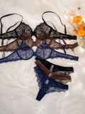 6pcs/Set Women Lace Underwire Soft Cup Comfortable Bra Set