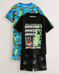 Green/Black Minecraft Short Pyjamas 2 Pack