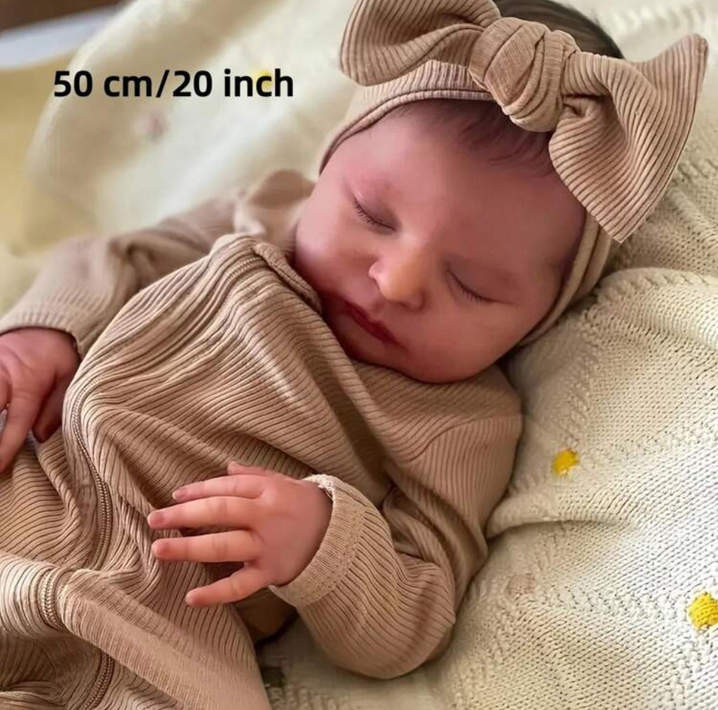 Lifelike Reborn Baby Doll 20 Inch | Soft Cloth Body, 3D Painted Skin With Veins,Hand Painted Hair | Ultra Realistic Newborn Infant Toy