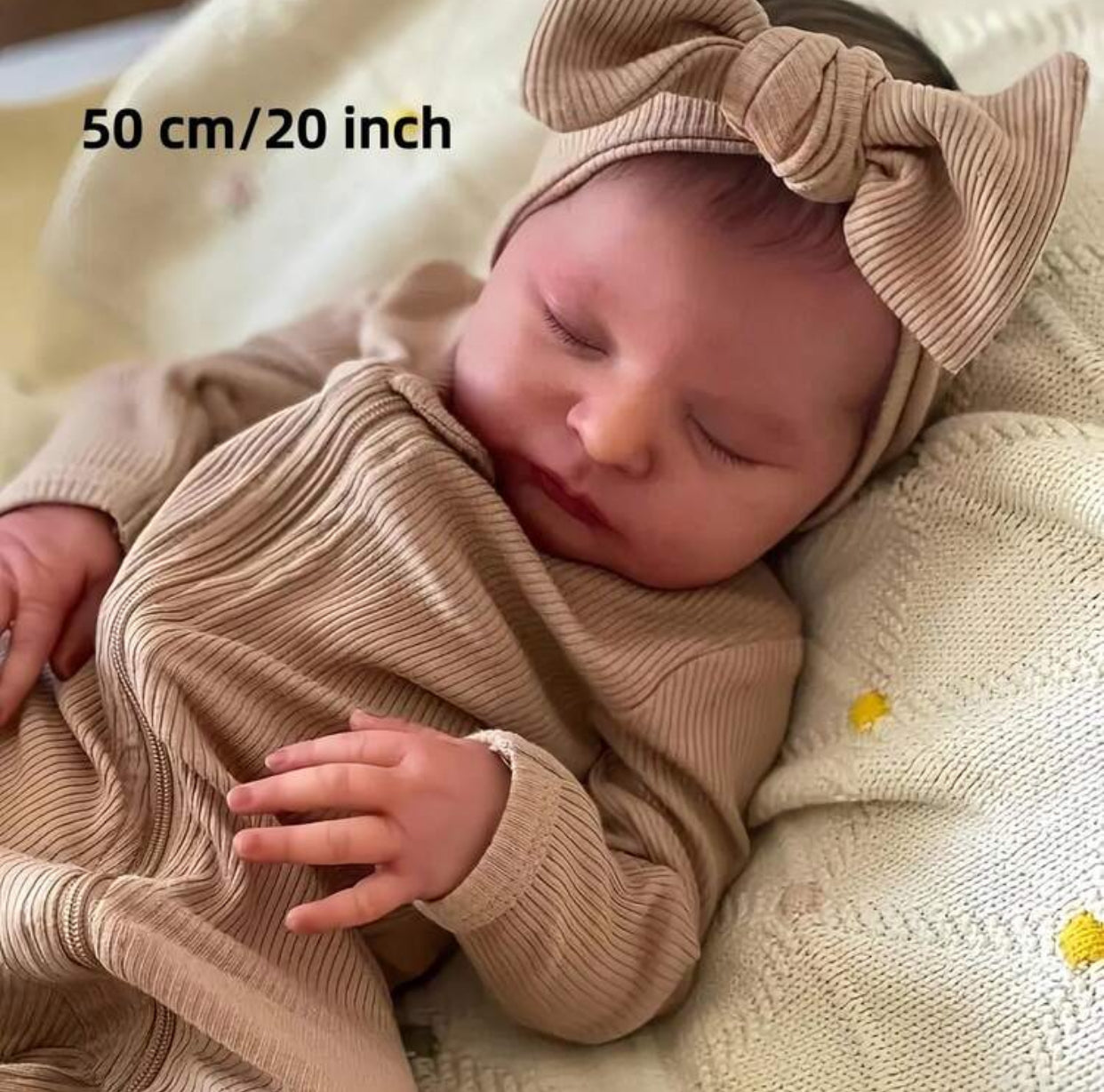 Lifelike Reborn Baby Doll 20 Inch | Soft Cloth Body, 3D Painted Skin With Veins,Hand Painted Hair | Ultra Realistic Newborn Infant Toy