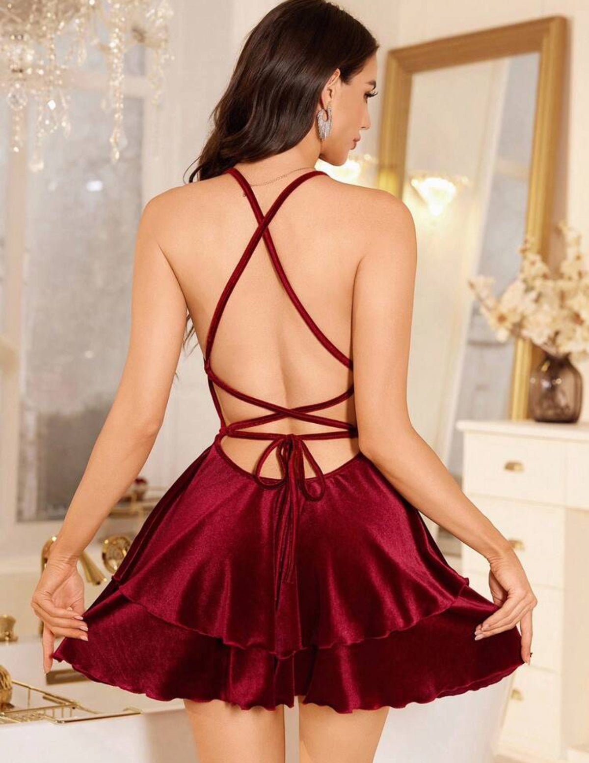 2pcs Woman Velvet Sleepwear Set