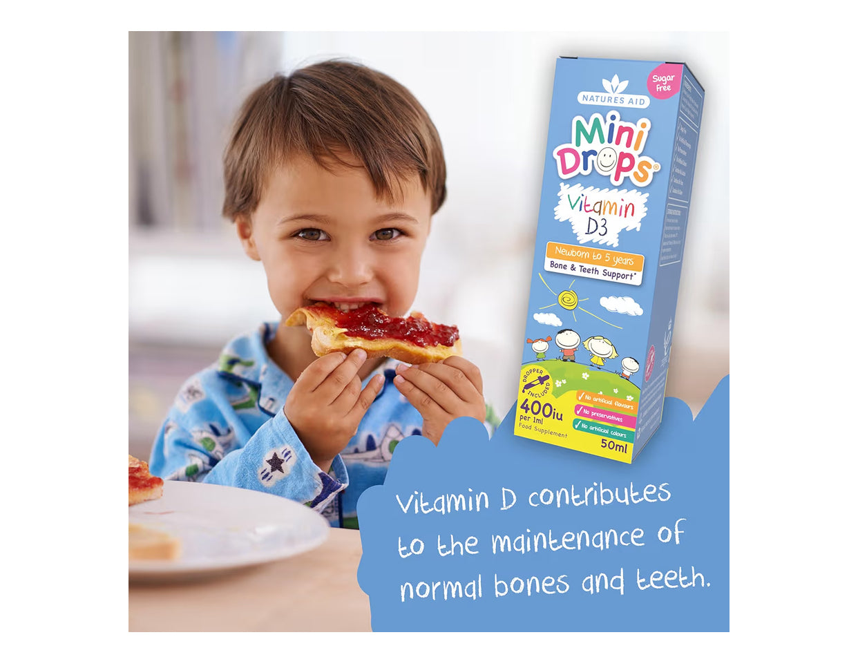 Natures Aid Mini Drops Vitamin D3 50ml for Infants & Kids