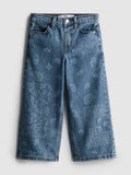 Paisley Laser Print Wide Leg Jeans