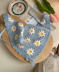 1pc Blue Daisy Knitted Triangle Scarf Headband