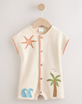 Neutral Palm Print Jersey Waffle Baby
Romper