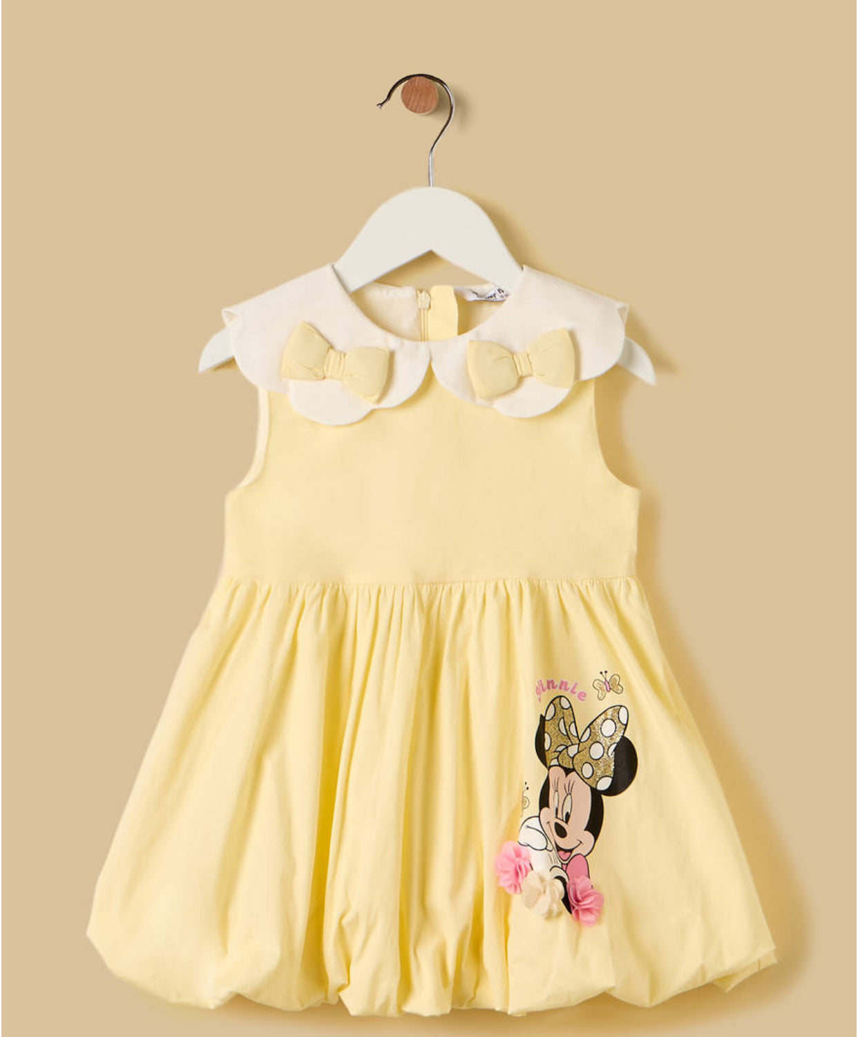 Minnie Mouse Print Cotton Dress with Peter Pan Collar