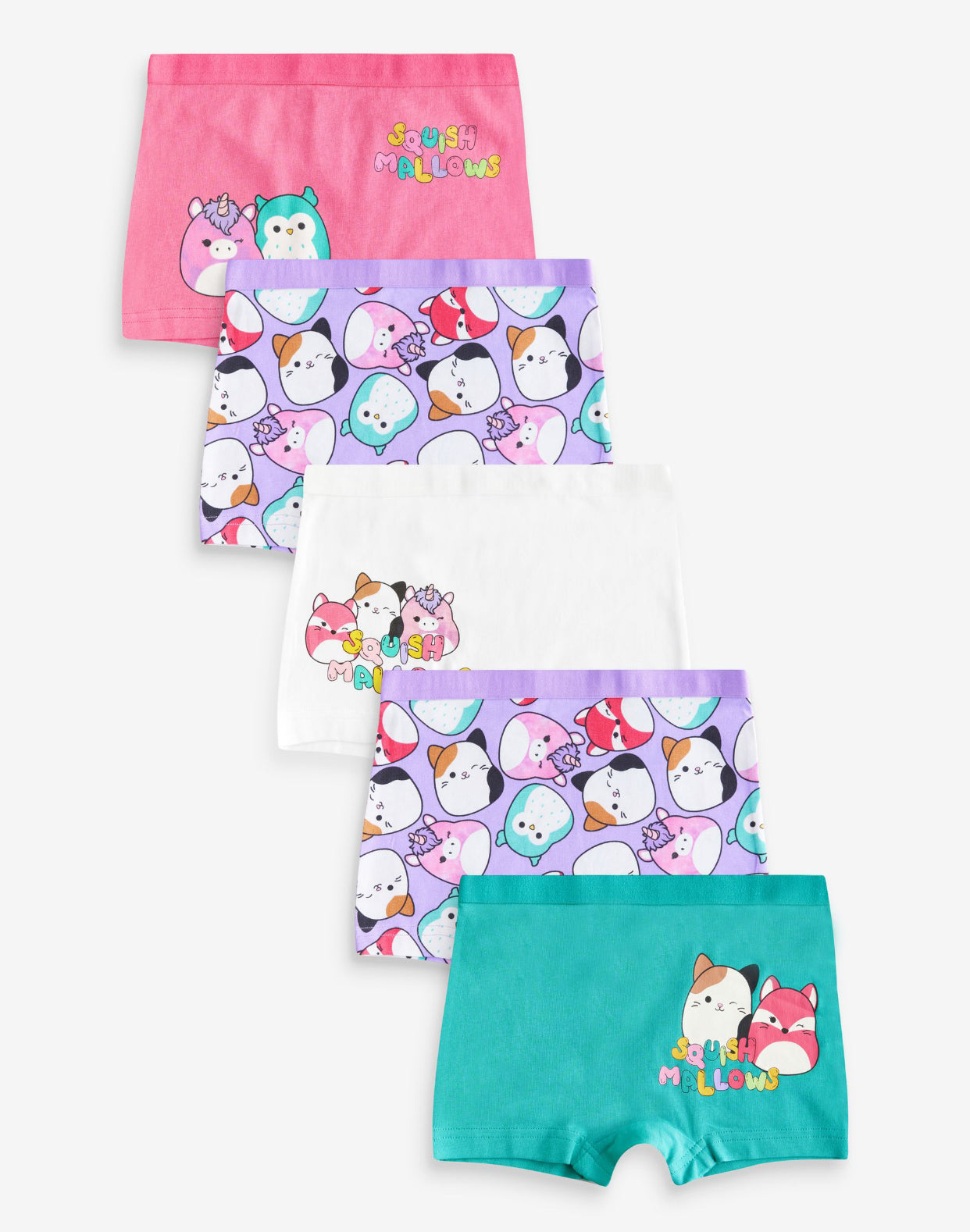 Purple/Green Squishmallow Short Briefs 5 Pack