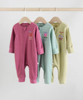 Multi Fruit Two Way Zip Baby Sleepsuits 3 Pack