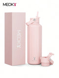 Meoky 700 ml Insulated Tumbler With 2 Spout Lid And Straw