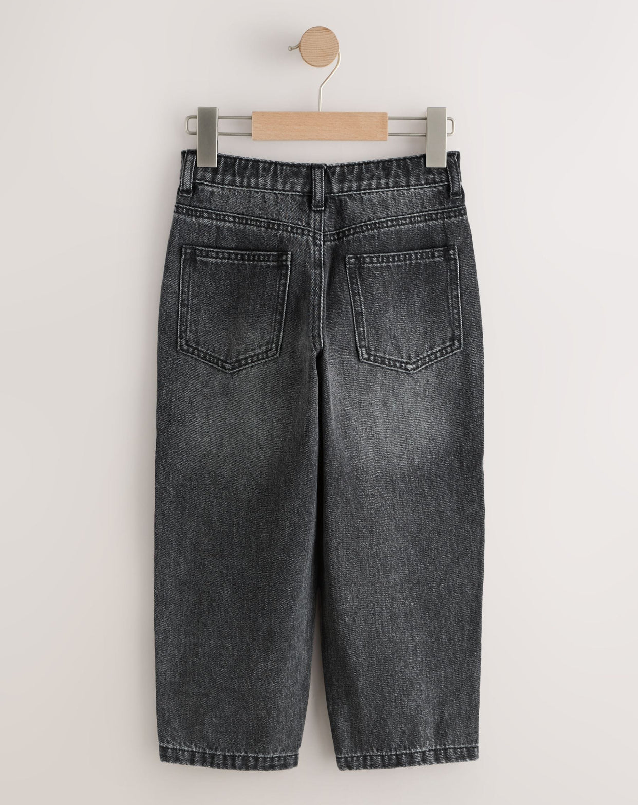 Washed Black Baggy Tapered Denim Jeans
