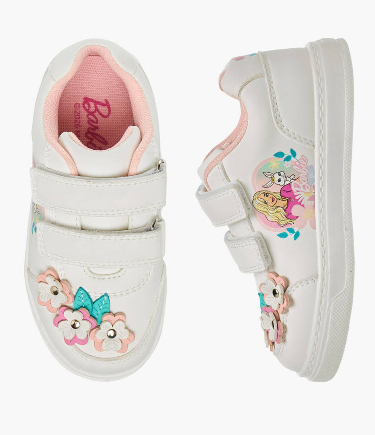 Barbie Girls Floral Accent Hook and Loop Sneakers