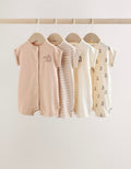Neutral "Milk Club" Embroidered Baby Jersey Rompers 4 Pack