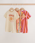 Red Sunbaked Patterened Jersey Baby Rompers 3 Pack