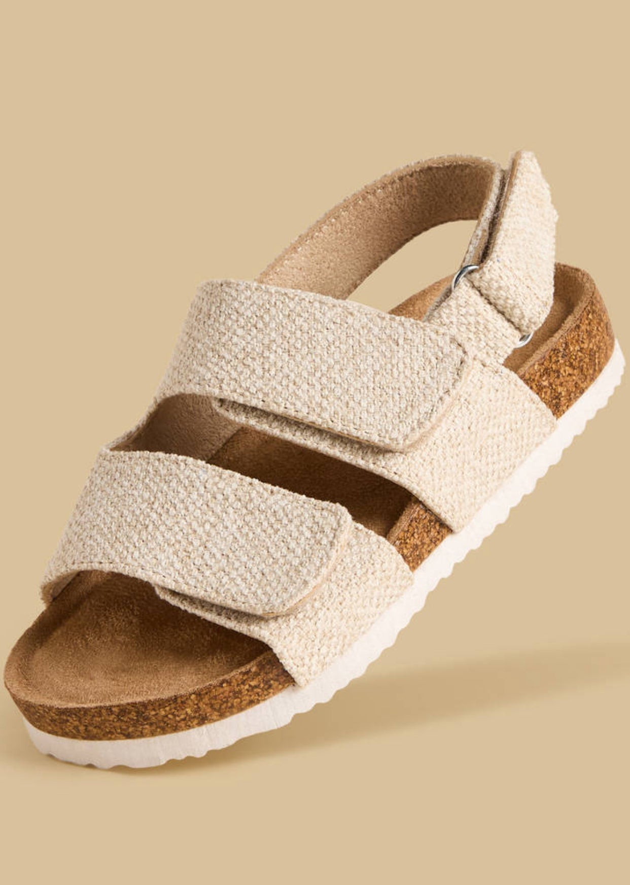 Textured Sandals with Hook and Loop Closure
