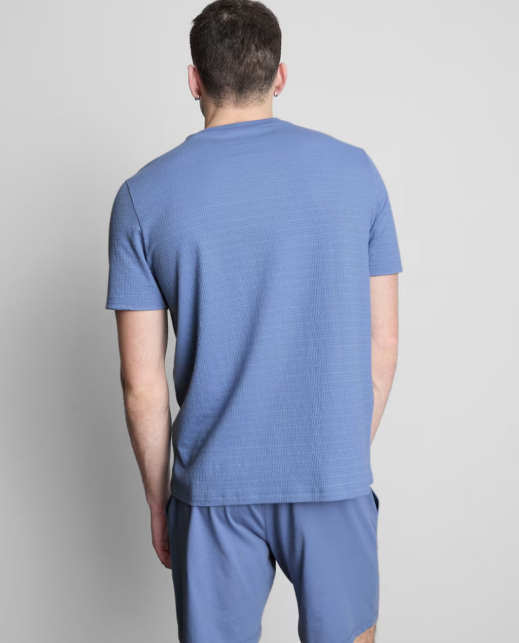 Pyjama set with textured T-shirt and drawstring shorts