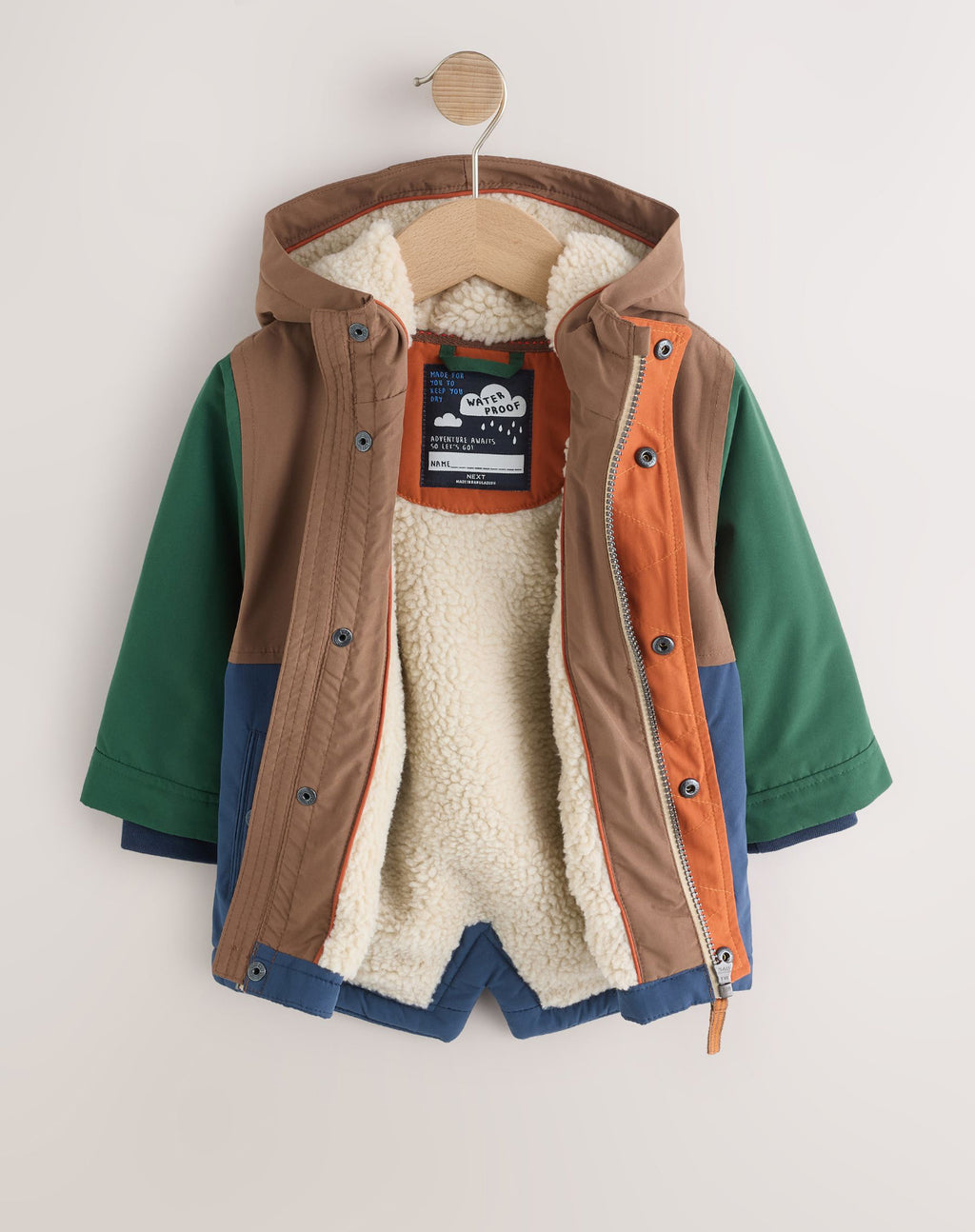 Multi Colour Block Waterproof Borg Lined Parka